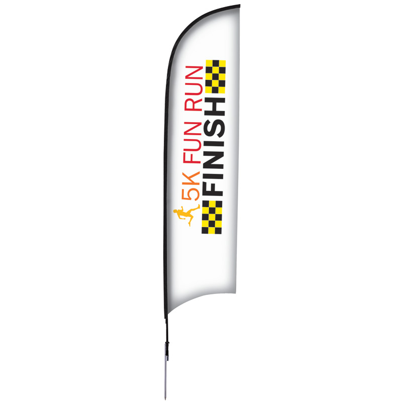 24 Hour Quick Ship 13' Razor Sail Sign Banner Kit Single-Sided with Spike Base
