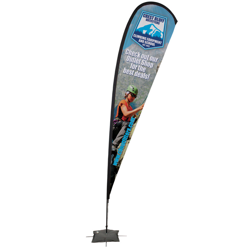 48 Hour Quick Ship 15' Tear Drop Sail Sign Banner Kit Single-Sided with Scissor Base