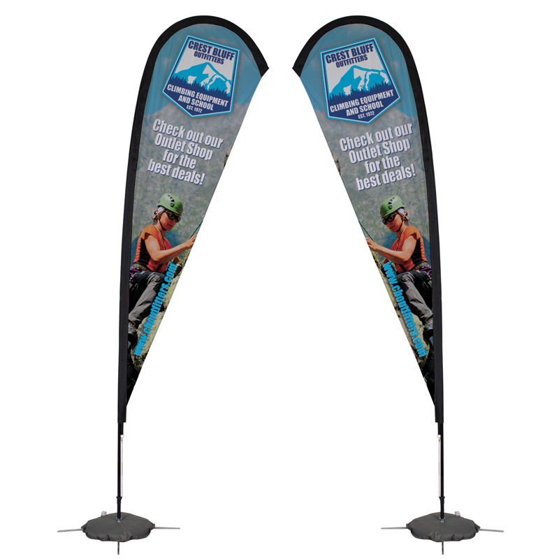 48 Hour Quick Ship 11.5' Tear Drop Sail Sign Banner Kit Double-Sided with Scissor Base