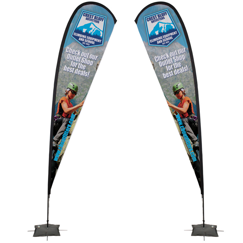 48 Hour Quick Ship 15' Tear Drop Sail Sign Banner Kit Double-Sided with Scissor Base