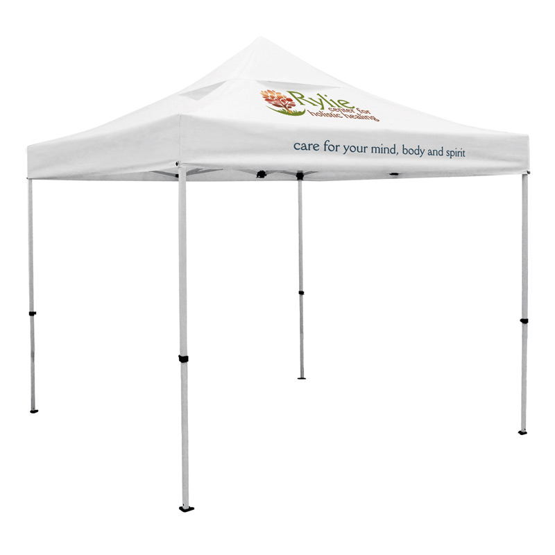 Premium 10 x 10 Event Tent Kit with Vented Canopy (Full-Color Thermal Imprint, 2 Locations)Soft Case with Wheels and Sta