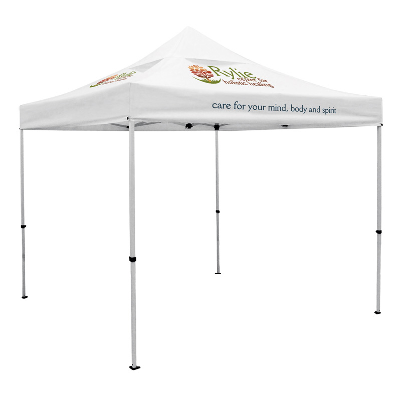 Premium 10 x 10 Event Tent Kit with Vented Canopy (Full-Color Thermal Imprint, 3 Locations)Soft Case with Wheels and Sta