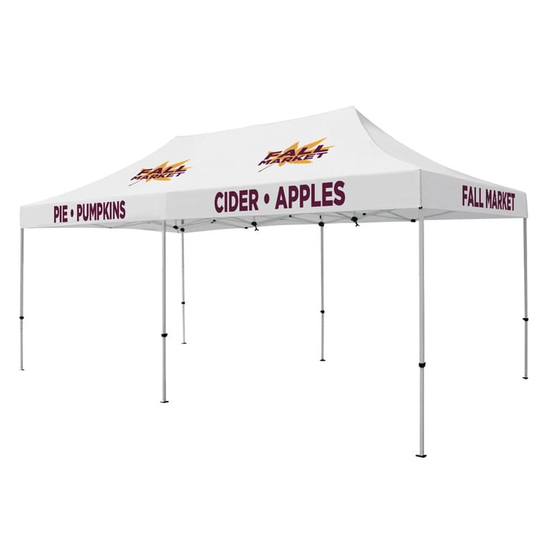 Premium 10 x 20 Event Tent Kit (Full-Color Thermal Imprint, 5 Locations)Soft Case with Wheels and Stake Kits are include