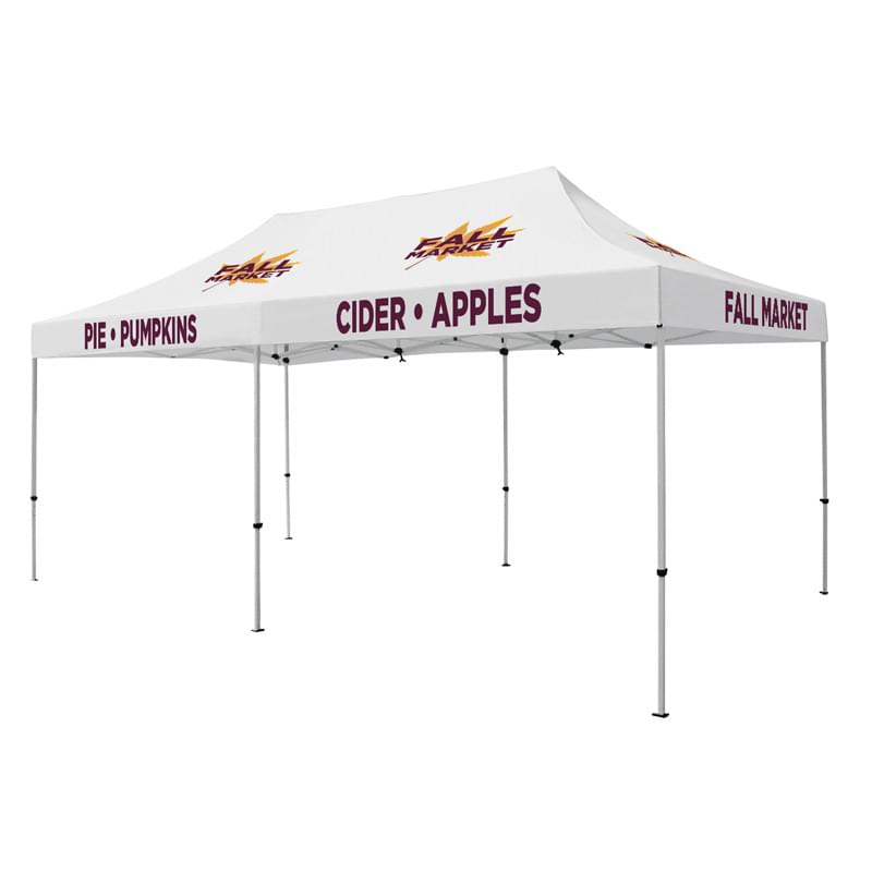 Premium 10 x 20 Event Tent Kit (Full-Color Thermal Imprint, 7 Locations)Soft Case with Wheels and Stake Kits are include