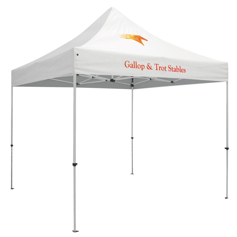 24 Hour Quick Ship Standard 10' Tent (Full-Color Thermal Imprint, 2 Locations)Soft Case with Wheels and Stake Kit is inc