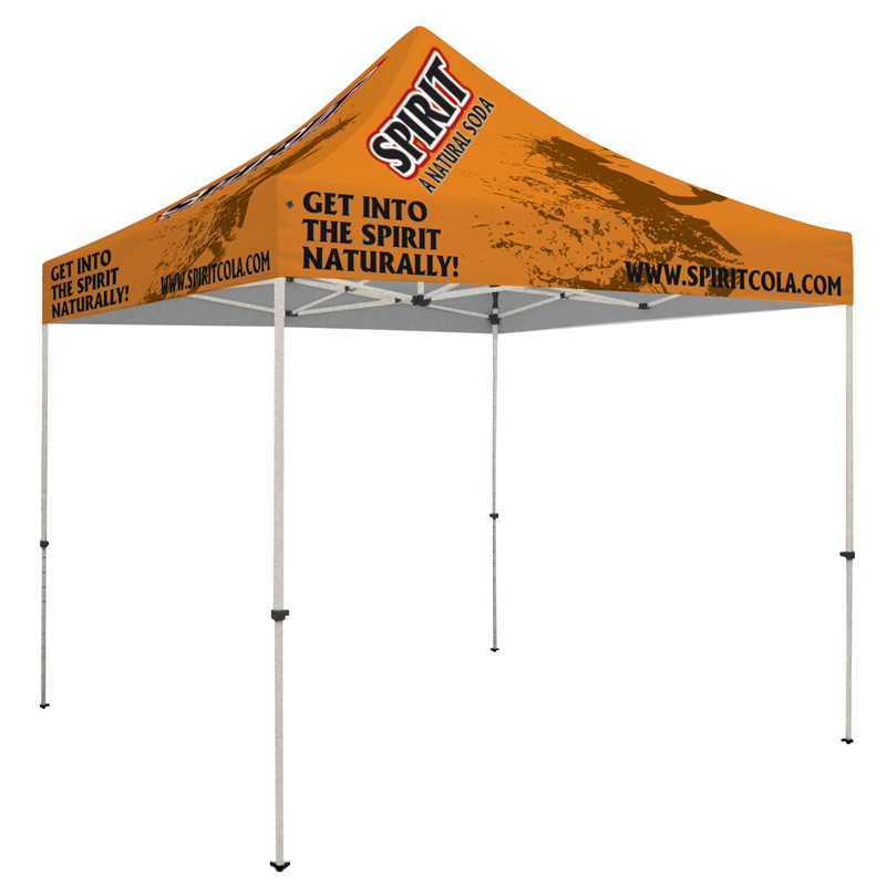 Premium Steel 10 x 10 Event Tent Kit (Full-Color Full Bleed Dye-Sublimation)Soft Case with Wheels and Stake Kit is inclu