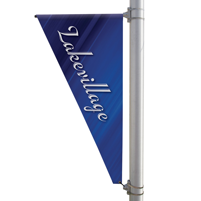 30" x 60" 18 oz Opaque Material Triangular Boulevard Double-Sided Banner